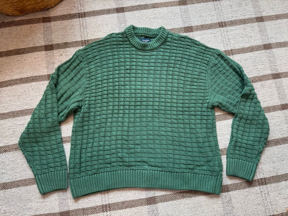 Abercrombie And Fitch Oversized Checkered Stitch Knit Sweater Green XXL Mens
